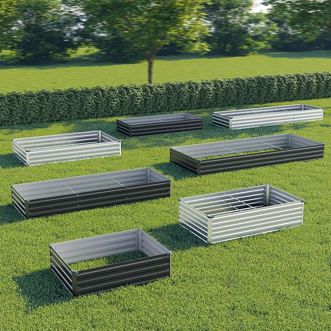 8x4x1 ft(2 Pack) Galvanized Raised Garden Bed,Outdoor Planter Box Metal Patio Kit Planting Bed for Vegetables Flowers and Succulents,Black