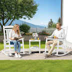 SERWALL Outdoor Rocking Chairs Set of 4, Oversized HDPE Porch Rockers for Adults, All-Weather Composite Patio Rocking Chairs, White