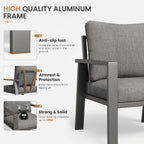 aluminum outdoor patio furniture sets all-weather patio conversation, close-up detail