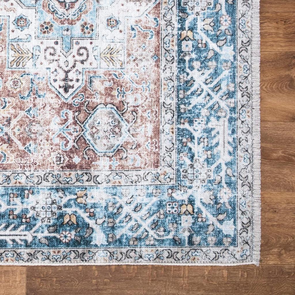 Bloom Rugs Caria Washable Non-Slip 7 ft Runner - Coral Traditional Runner for Entryway, Hallway, Bathroom, and Kitchen - Exact Size: 2'6" x 7'