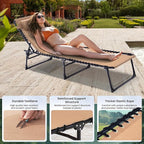 Folding Chaise Lounge Chair 2 Pack - 400lb Capacity, 5-Position Adjustable Recliner with Pillow | Portable for Patio, Pool, Camping & Sunbathing (Beige)
