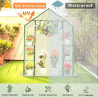 Walk-in Greenhouse for Outdoors w/ Mesh Side Windows, 3 Tiers 6 Shelves PE Cover Green House Portable Warm House for Seedling Flowers Growing 20 Pcs T-Type Plant Tags Include (GHW001G)