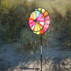 In the Breeze 2613 — 13-inch Fiesta Double Spinner with Wind Sail — Colorful Pivoting Wind Spinner for Yards and Gardens
