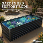 YITAHOME 6pcs 6x3x2 ft Galvanized Raised Garden Bed Kit, Large Metal Planter Box with Gloves & Support Rod, Outdoor Flower Bed for Plants Vegetables, Black