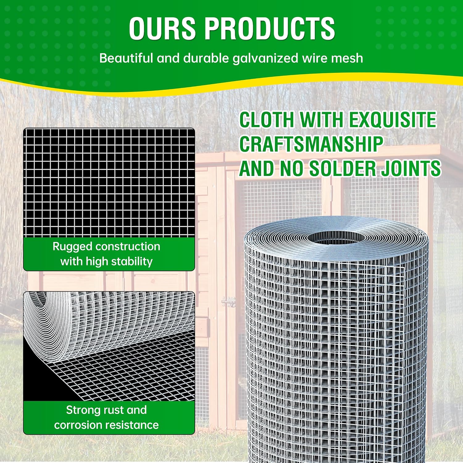 Dynabyte Hardware Cloth 1/2 inch Mesh 4 ft X 100 ft 19 Gauge | Hot-Dip Galvanized, Chicken Wire Fencing, Chicken Wire Mesh Roll, Garden Wire Mesh