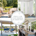 Elrene Home Fashions Matine Weatherproof Tab-Top Indoor/Outdoor Solid Color Curtain Panel for Porch, Pergola, Patio, Deck, 52”W x 84”L, White