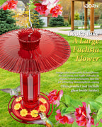 iBorn Hummingbird Feeders Sun Baffle,Ant Proof Moat Shade Cover Combo,for Hanging Bird Feeder for Outdoors Rain Guard,Red, 10.6inch