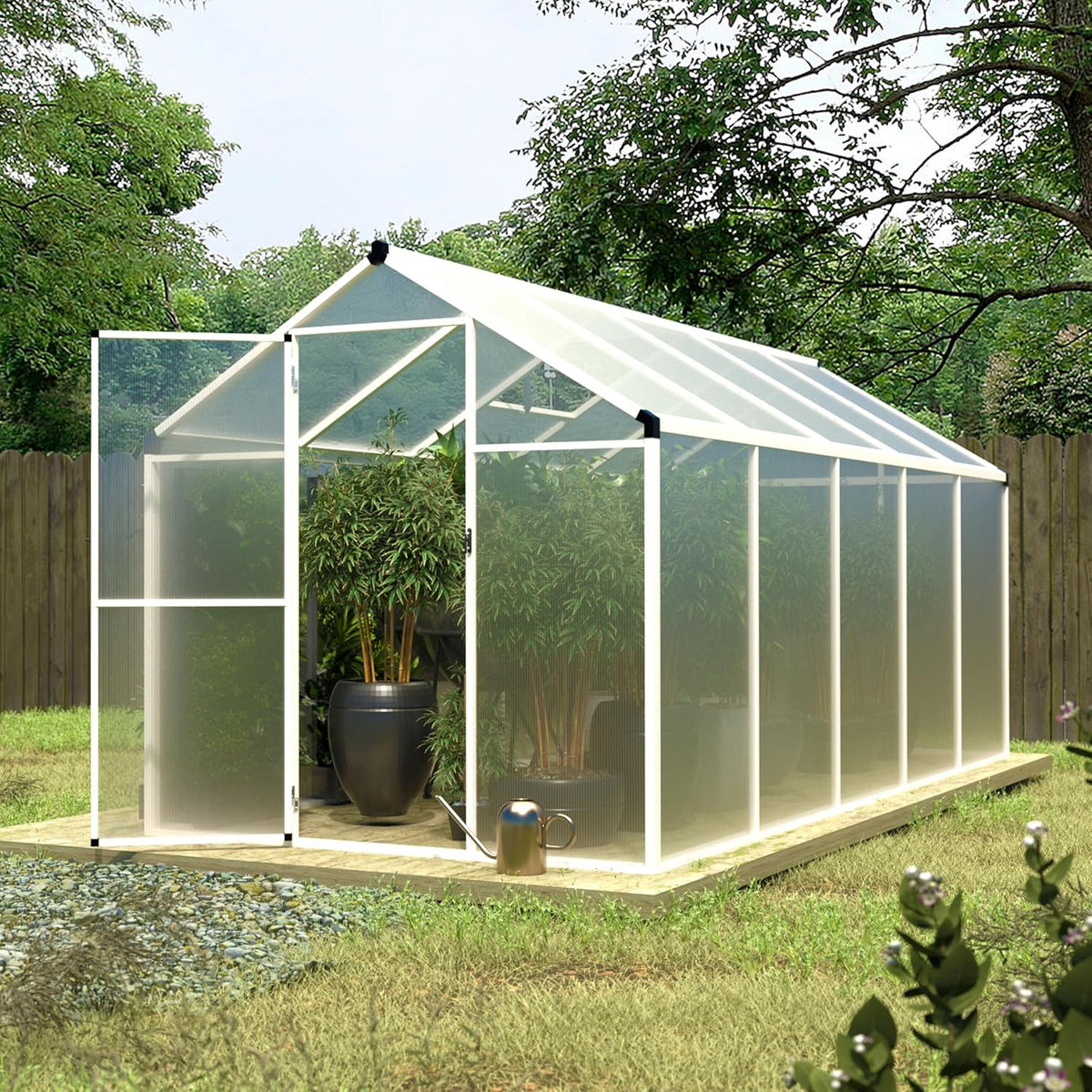 veikou 6' x 10' greenhouse, double-wall polycarbonate green, main product view
