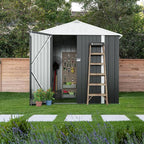 Devoko Outdoor Storage Shed 8 x 6 FT Lockable Metal Garden Shed Steel Anti-Corrosion Storage House with Single Lockable Door for Backyard Outdoor Patio (Gray)