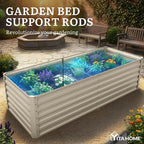 YITAHOME 6x3x2ft Large Raised Garden Bed Kit, Galvanized Metal Planter Box with Gloves, Support Rod, Outdoor Above Ground Planters for Plants Vegetables Flowers, Cream Yellow