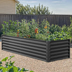 YITAHOME 6x3x2 ft 2pcs Galvanized Raised Garden Bed Kit, Large Metal Planter Box with Gloves & Support Rod, Outdoor Flower Bed for Plants Vegetables, Black