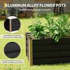 Garvee Commercial Aluminum Raised Garden Bed 8' x 3.5' x 16", Extra Large Open-Bottom Planter Box Kit for High Yield Vegetables, with Rounded Safety Corners & Anti-Cut Trim, Gray