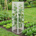 4 Pcs Garden Bird Netting for Triangle Plant Cage, 59" x 20" x 20" Tomato Cage Garden Net Cover with Zipper, Tomato Trellis Insect Bird Barrier Protection Mesh for Vertical Climbing Plant Vegetable