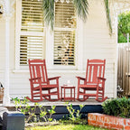 LUE BONA Outdoor Rocking Chairs Set of 2, HDPS Porch Rocker with High Back, Plastic Weather Resistant Rocking Chairs for Outdoor Indoor, Garden, Backyard, 350lb, Bright Red