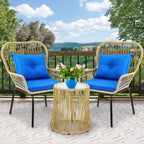 yitahome 3-piece wicker bistro set outdoor patio furniture, front angle view