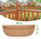 HFHOME 2PCS 36 Inch Coco Liners for planters, Horse Trough Half Moon Shape Replacement Coconut Planter Hanging Basket Liners for Window Box Hanging Trough Planter