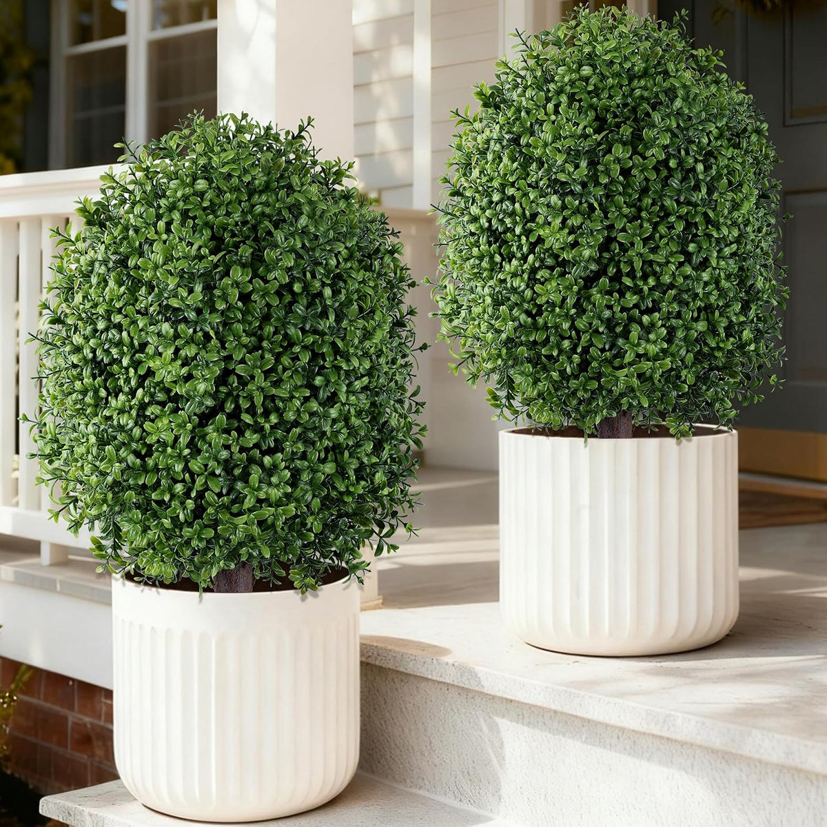 inspring 24” artificial boxwood topiary trees outdoor fake, main product view