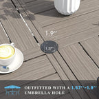 VICLLAX Patio Table and Chair Set of 8, All Weather Metal Round Outdoor Dining Furniture Set-53 Round Outdoor Table and Chairs, Grey Wood Grain Tabletop