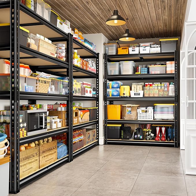 REIBII 2400LBS Storage Shelves 5 Tier Garage Shelving Heavy Duty Adjustable Garage Shelves, Utility Rack Shelf, Shelving Units for Storage Warehouse Pantry Closet, 35.5" W x 11.9" D x 72" H, 3 Pack