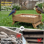 iBorn Ground Bird Feeder, Bird & Squirrel Platform Feeder for Outdoors, WPC Recycled Plastic, 3LB Large Capacity, Raw