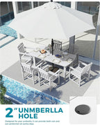 Ciokea HDPE Outdoor Dining Set, 7-Piece Patio Table and Chairs Set with Umbrella Hole, All-Weather Patio Dining Sets for 6, Durable Patio Furniture for Backyard, Garden, Lawn & Poolside, White