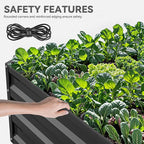 YITAHOME 96x48x12 in 2pcs Galvanized Raised Garden Bed Kit, Large Metal Planter Box with Gloves, Safety Rubber & Support Rod, Outdoor Flower Bed for Plants Vegetables, Black
