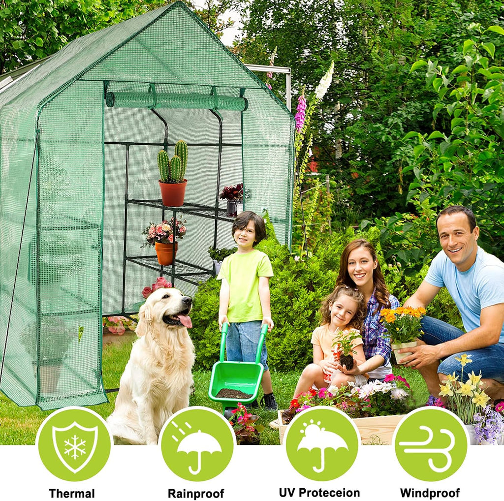 stream greenhouse, 4.75’x4.75’x6.4’ green house indoor greenhouse with shown in use