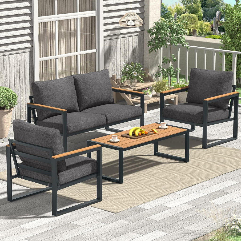 4 pieces metal patio furniture set for outdoor, main product view