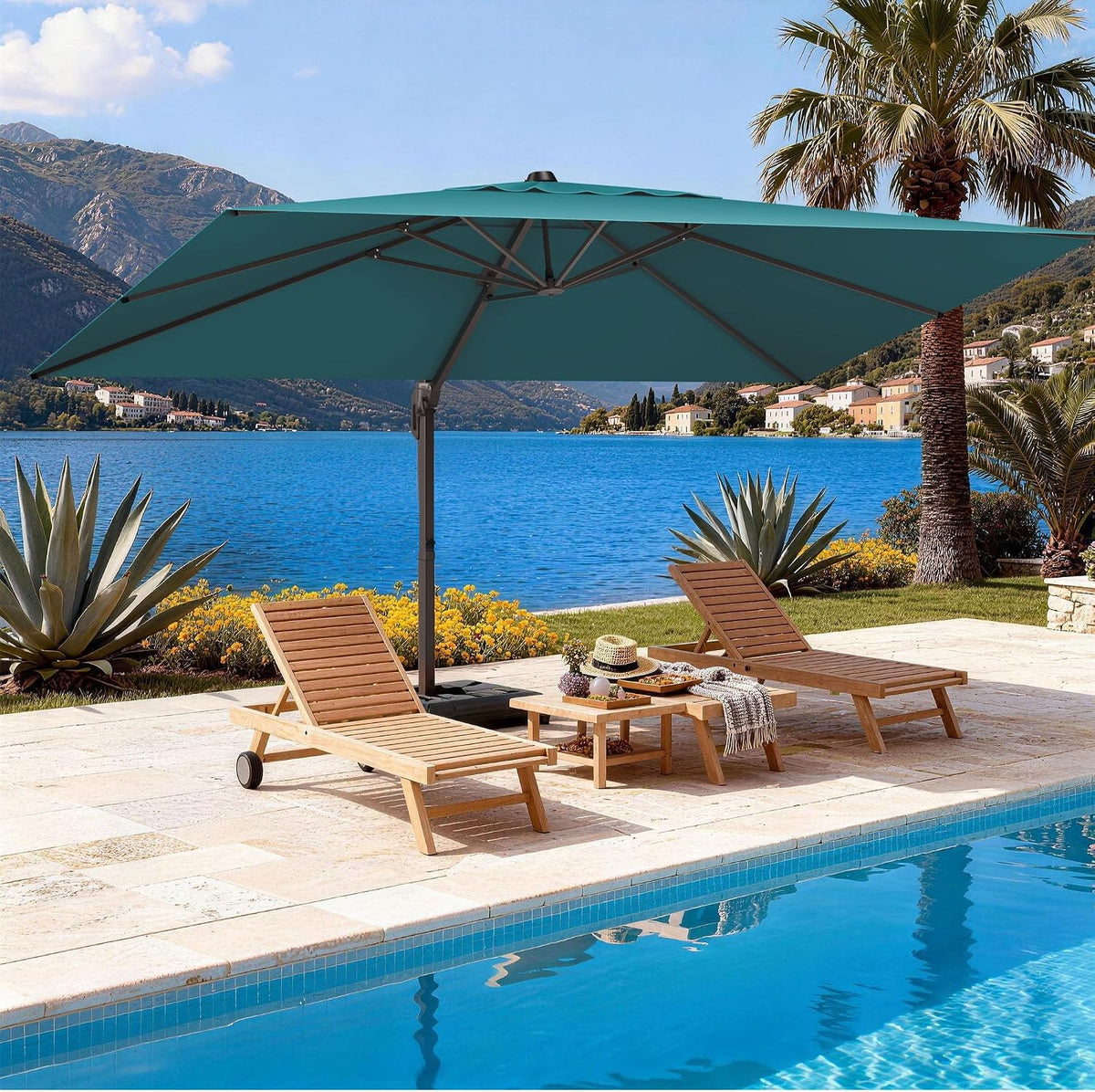 9' x 12' cantilever patio umbrella rectangle outdoor, front angle view