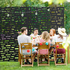 Casaphoria Metal Privacy Screen Outdoor, 72" H x 47" W Freestanding Decorative Privacy Screen for Patio Deck Balcony Garden with Stable Base, Black-Gerald