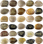 30 Pcs Inspirational Stones Encouragement Words Engraved Rocks | Bulk Garden Stepping Stone, Outdoor Scripture Gift, for Coworkers, Friends, Family, 1"-2" Each