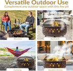 sunnydaze crossweave 36" large outdoor fire pit, wood, package contents