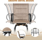 Yaheetech 2 Piece Patio Swivel Bar Stools Texteline Bistro Chairs with High Back/Armrest/Footrest, All Weather Padded Seating Outdoor Furniture Chairs for Outside, Lawn & Garden?Black/Brown