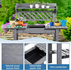 yaheetech outdoor potting bench with sink, garden table showing dimensions
