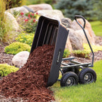 gorilla carts poly dump cart, 600 lb. capacity, front angle view