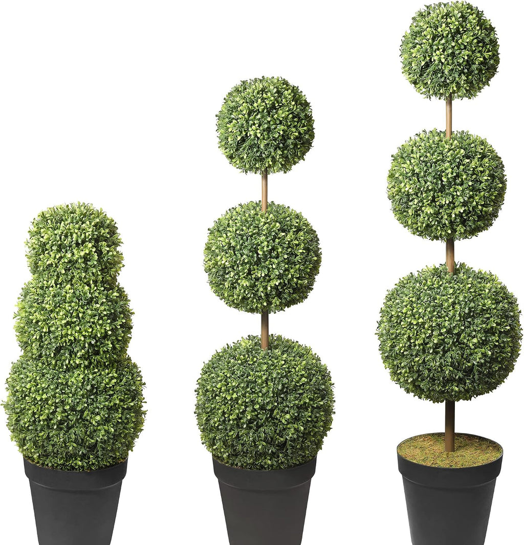 haute decor adjustable artificial boxwood topiary tree shown in use