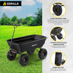 gorilla carts poly dump cart, 600 lb. capacity, close-up detail