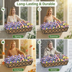 Y&M 6pcs 30 Inch Window Deck with Coco Liner, Fence Metal Hanging Flower Planter Window Basket Deck Railing Planter Boxes for Outdoor Garden Lawn,