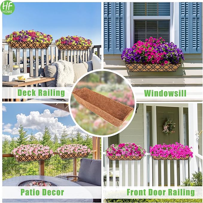 HFHOME 2Pcs 24" Trough Coco Fiber Replacement Liner, Natural 24 in Window Deck Coco Replacement Liner for Window Box