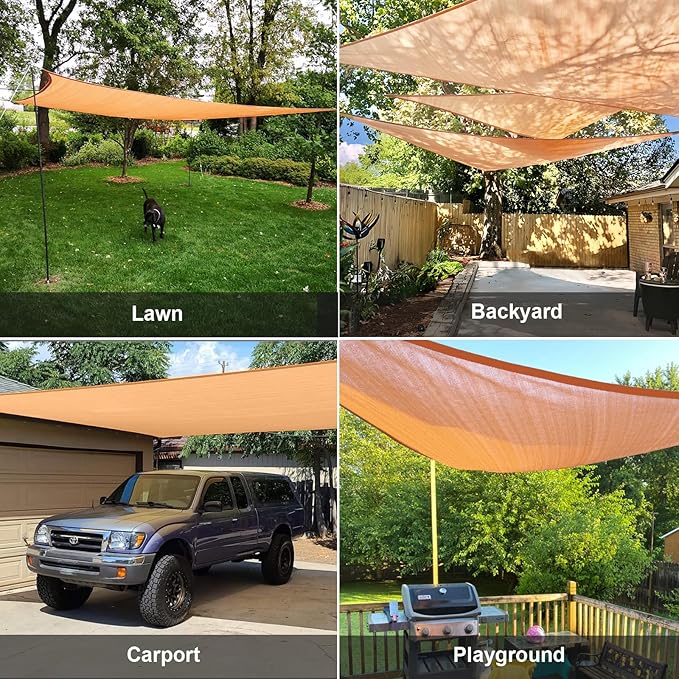 SUNLAX Sun Shade Sail 15' x 15' x 15' Peach Fuzz Rectangle Canopy Sail Shade Cover UV Block Permeable Sunshade Outdoor for Patio Backyard Deck Pergola (We Make Custom Size)