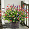 Artificial Faux Plants Flowers for Outdoor Decorations, Fake Monkey Grass for Outside Porch Patio, No Fade Realistic Greenery Plant, UV Resistant Artificial Bush Shrubs for Courtyard Window Garden