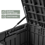 Greesum 82 Gallon Resin Deck Box All Weather Large Outdoor Storage for Patio Furniture, Toys, Garden Tools, Lockable, Black