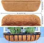 Coco Liners for Planters - 4 Pack 36 Inch Trough Coconut Liners for Planters, Window Box Coco Liners, 100% Natural Coconut Fiber Liners for Wall Hanging Basket, Window Box, Fence Baskets