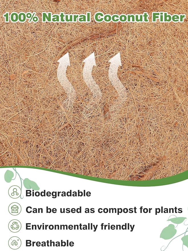 48in Coco Liners for Window Planter Box - 3 Pack 100% Natural Coconut Coir Fiber Liner Replacement for Deck Flower Box, Garden Railing Fence Trough, Wall Planter Basket, Vegetables Pot