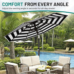 AreShark 9 FT Patio Umbrella for Outdoor, Outdoor Table Umbrella with Push Button Tilt and Crank, Outdoor Patio Umbrellas with 8 Sturdy Ribs for Market, Garden, Pool (Black & White Stripe)
