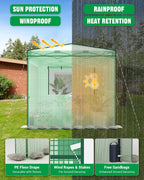 acepic 8x6 instant pop up greenhouses green/clear showing dimensions