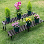 Metal Plant Stand, Rust-proof Aluminum Flower Pot Stand, Heavy Duty Planter Display Shelving for Patio Balcony Garden Living Room Decorative (Ebony, 23.6 Inch)