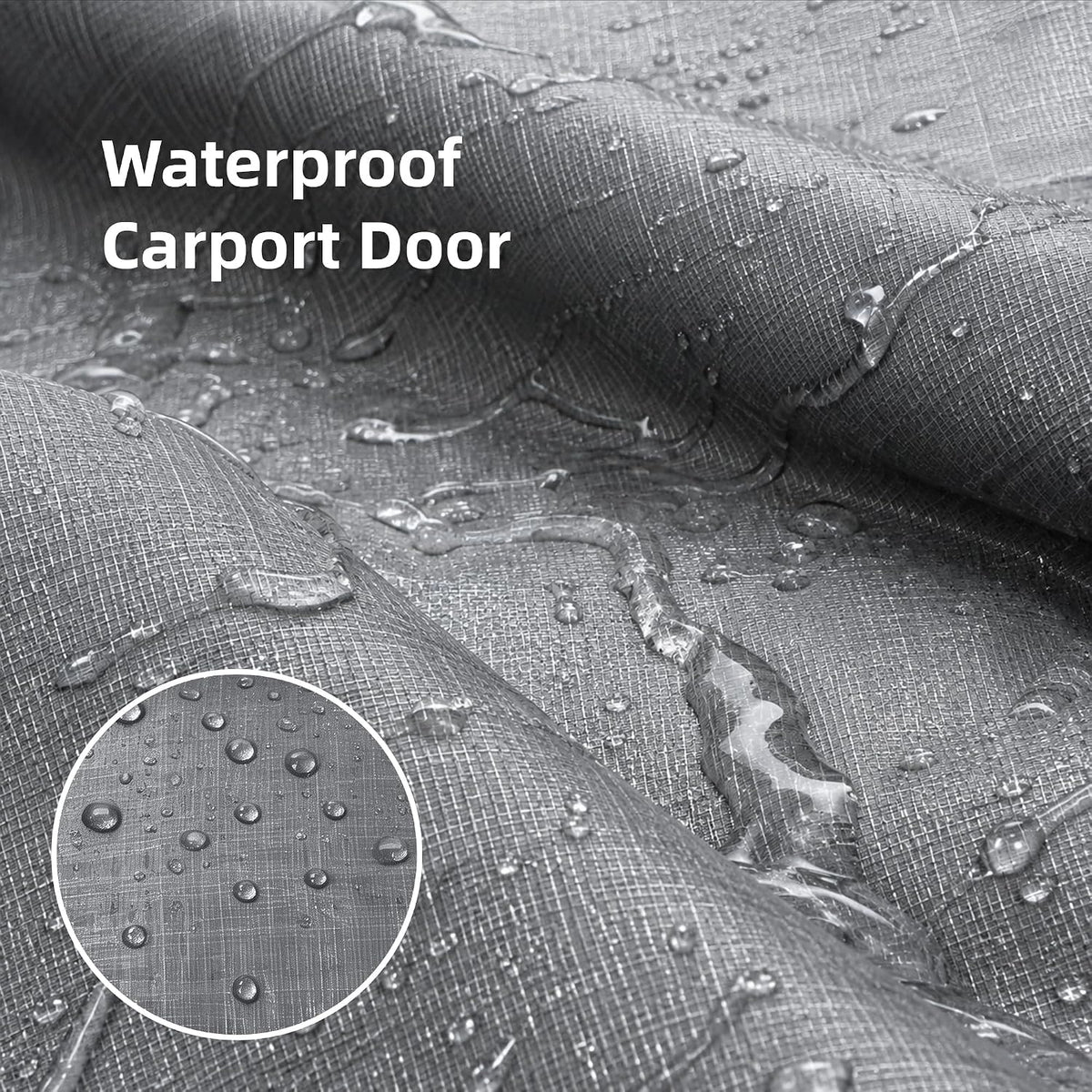 10x20 ft carport replacement zipper door,180g pe waterproof, side view