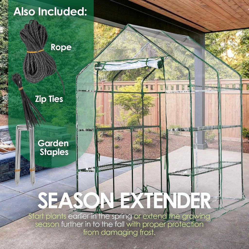 garden elements plastic indoor/outdoor standing greenhouse, unvented, clear shown in use