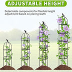 2-Pack 6.7FT Garden Obelisk Trellis for Climbing Plants,Adjustable 5-Tier Metal Plant Support,Rustproof Outdoor Plant Tower with 3 Decorative Tops for Roses,Tomatoes,Clematis & Vines,Black